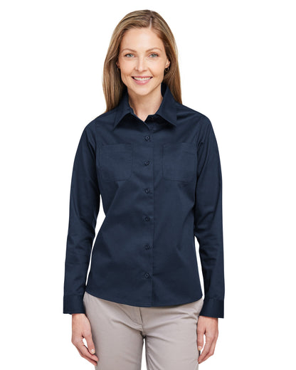 Harriton Ladies' Advantage IL Long-Sleeve Workshirt M585LW #color_DARK NAVY