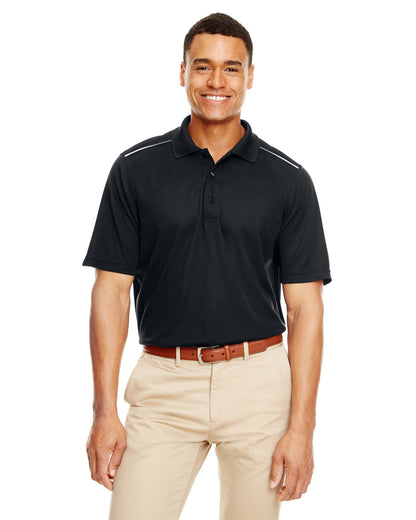 Core365 Men's Radiant Performance Piqué Polo with Reflective Piping 88181R #color_BLACK