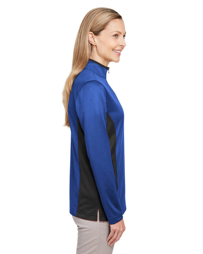 Harriton Ladies' Flash Snag Protection Plus IL Colorblock Quarter-Zip M786W #color_TRUE ROYAL / BLK