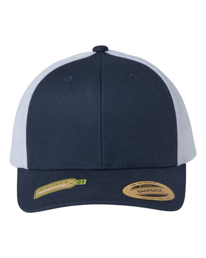 YP Classics Sustainable Retro Trucker Cap 6606R #color_Navy/ White