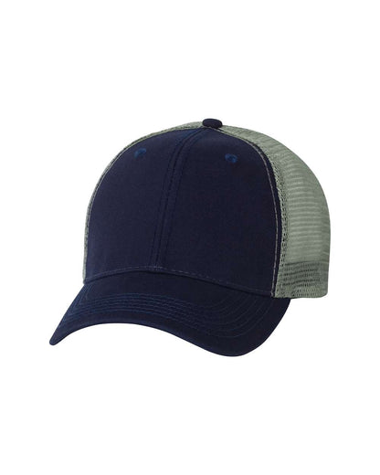 Sportsman Bio-Washed Trucker Cap AH80 #color_Navy/ Grey