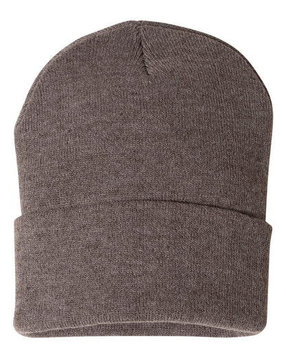 Sportsman 12" Solid Cuffed Beanie SP12 #color_Heather Brown