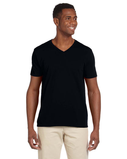 Gildan Adult Softstyle® V-Neck T-Shirt G64V #color_BLACK