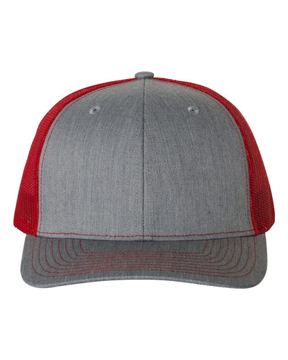 Richardson Snapback Trucker Cap 112 #color_Heather Grey/ Red