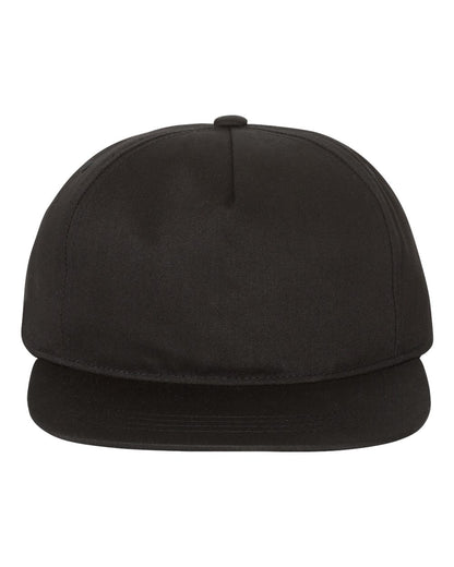 YP Classics Lightly-Structured Five-Panel Snapback Cap 6502 #color_Black