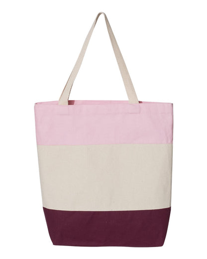 Q-Tees 11L Tri-Color Tote Q125900 #color_Maroon/ Natural/ Light Pink