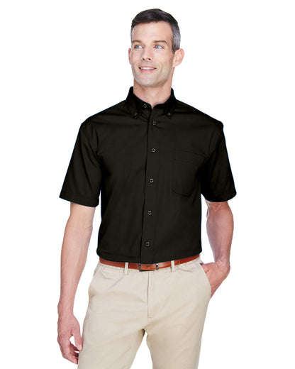 Harriton Men's Easy Blend™ Short-Sleeve Twill Shirt with Stain-Release M500S #color_BLACK