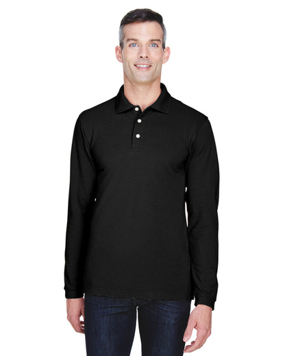 Harriton Men's Easy Blend™ Long-Sleeve Polo M265L #color_BLACK