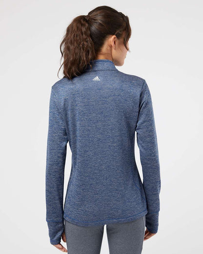 Adidas Women's Brushed Terry Heathered Quarter-Zip Pullover A285 #colormdl_Collegiate Royal Heather/ Mid Grey