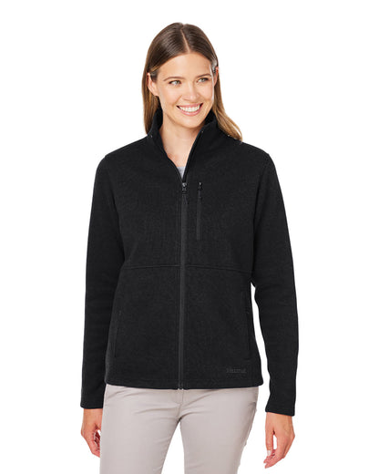 Marmot Ladies' Dropline Sweater Fleece Jacket M14437 #color_BLACK