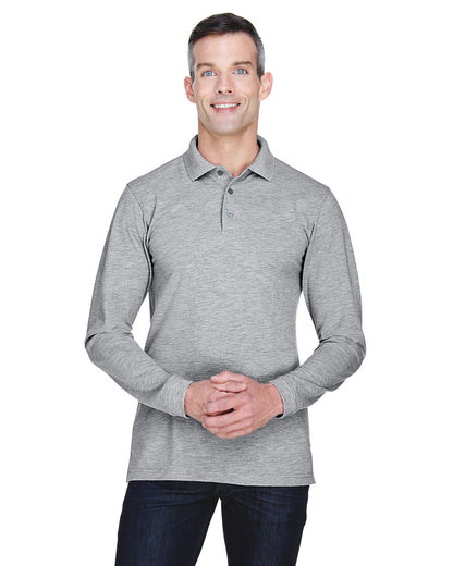 Harriton Men's Easy Blend™ Long-Sleeve Polo M265L #color_GREY HEATHER