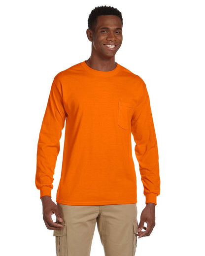 Gildan Adult Ultra Cotton® Long-Sleeve Pocket T-Shirt G241 #color_S ORANGE