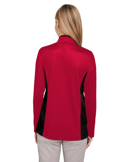 Harriton Ladies' Flash Snag Protection Plus IL Colorblock Quarter-Zip M786W #color_RED / BLACK