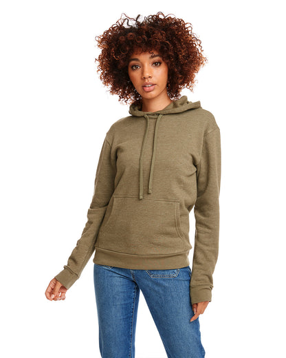 Next Level Unisex Malibu Pullover Hooded Sweatshirt 9302 #color_HTHR MILITRY GRN