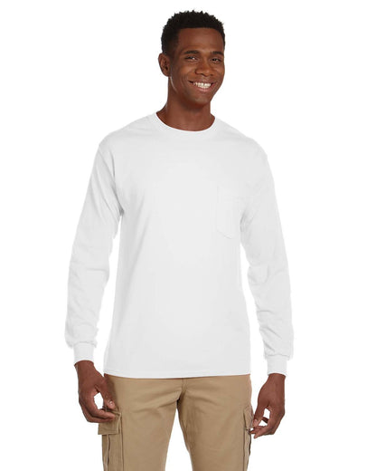 Gildan Adult Ultra Cotton® Long-Sleeve Pocket T-Shirt G241 #color_WHITE