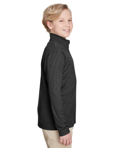 Team 365 Youth Zone Sonic Heather Performance Quarter-Zip TT31HY #color_BLACK HEATHER