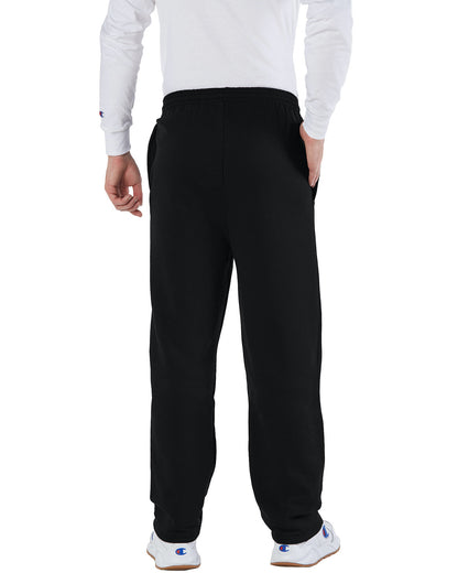 Champion Adult Powerblend® Open-Bottom Fleece Pant with Pockets P800 #color_BLACK