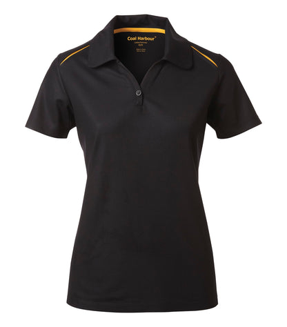 Coal Harbour Snag Resist Co Inset Lds' Polo L4002 #color_Black/Gold