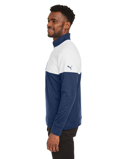 Puma Golf Men's Cloudspun Warm Up Quarter-Zip 595803 #color_PEACOAT / BRT WHT