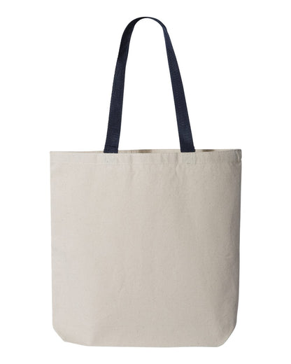 Q-Tees 11L Canvas Tote with Contrast-Color Handles Q4400 #color_Natural/ Navy