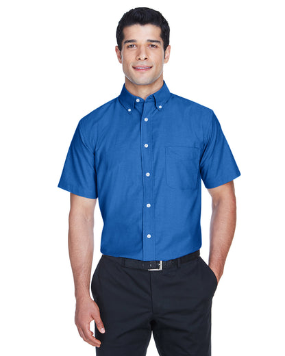 Harriton Men's Short-Sleeve Oxford with Stain-Release M600S #color_FRENCH BLUE