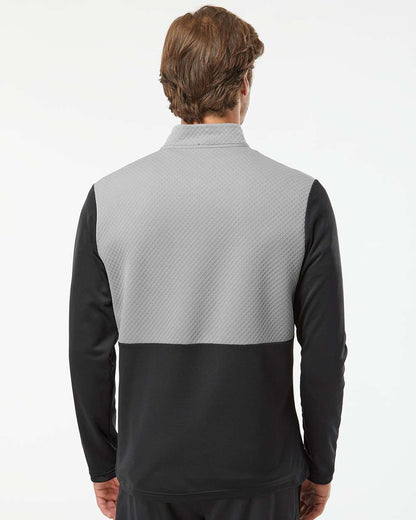 Adidas Textured Mixed Media Quarter-Zip Pullover A532 #colormdl_Black/ Grey Three