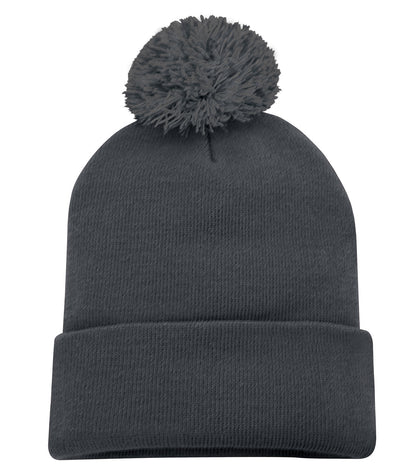 Atc Striped Cuff Pom Pom Toque C1202 #color_Iron Grey