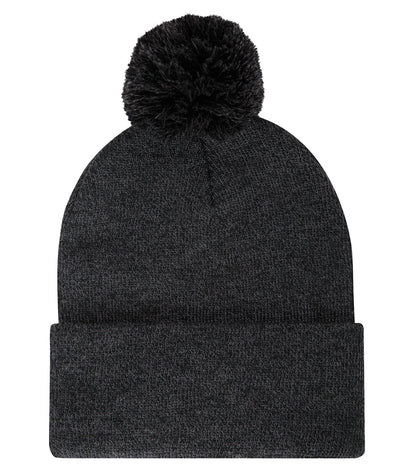 Atc Striped Cuff Pom Pom Toque C1202 #color_Black Heather