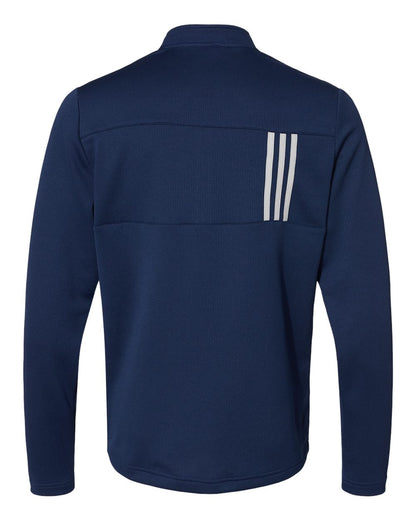 Adidas 3-Stripes Double Knit Quarter-Zip Pullover A482 #color_Team Navy Blue/ Grey Two