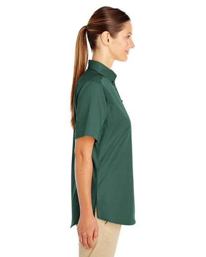 Harriton Ladies' Foundation Cotton Short-Sleeve Twill Shirt with Teflon™ M582W #color_HUNTER