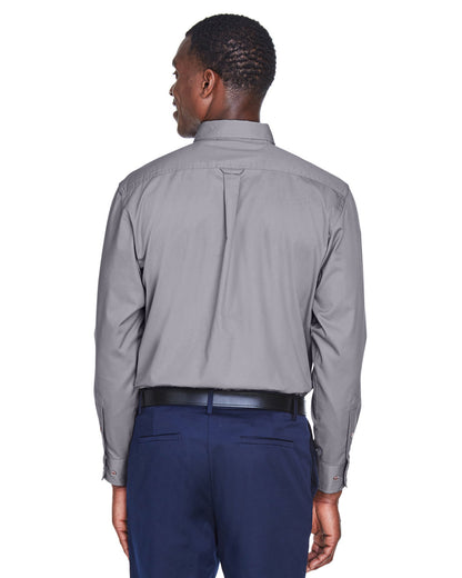 Harriton Men's Easy Blend™ Long-Sleeve Twill Shirt with Stain-Release M500 #color_DARK GREY