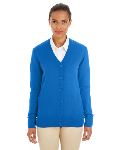 Harriton Ladies' Pilbloc™ V-Neck Button Cardigan Sweater M425W #color_TRUE ROYAL