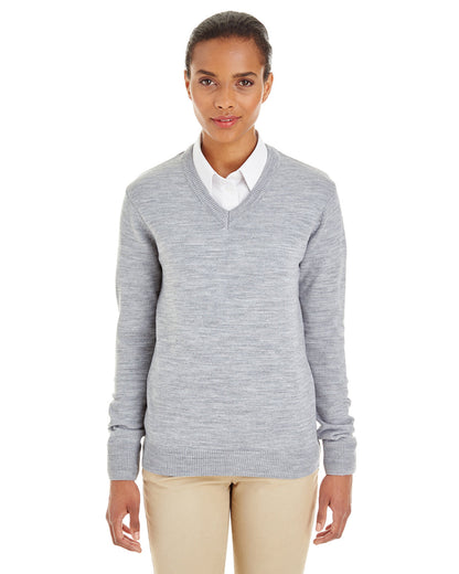 Harriton Ladies' Pilbloc™ V-Neck Sweater M420W #color_GREY HEATHER