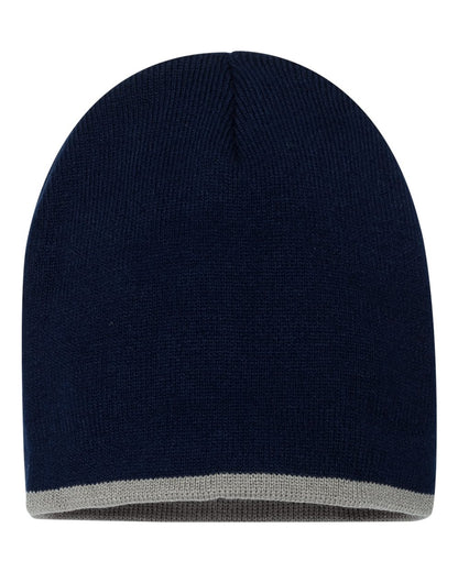 Sportsman 8" Bottom-Striped Beanie SP09 #color_Navy/ Grey