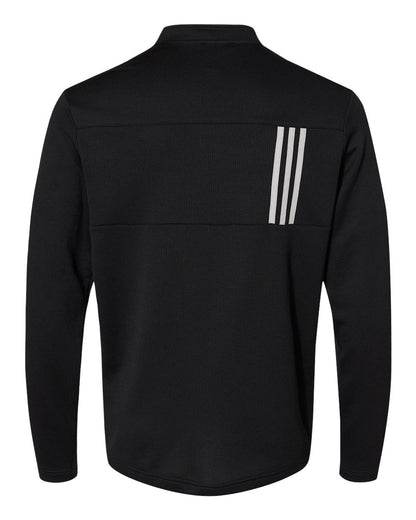 Adidas 3-Stripes Double Knit Quarter-Zip Pullover A482 #color_Black/ Grey Two