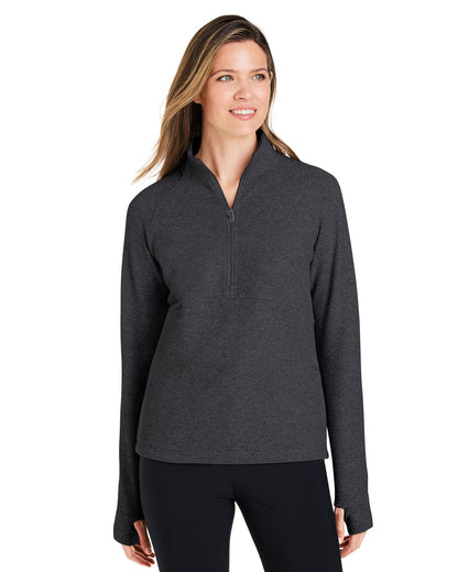 North End Ladies' Spirit Textured Quarter-Zip NE725W #color_BLACK HEATHER