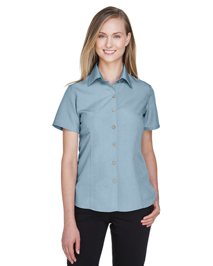 Harriton Ladies' Barbados Textured Camp Shirt M560W #color_CLOUD BLUE