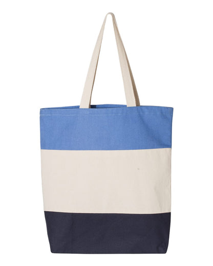 Q-Tees 11L Tri-Color Tote Q125900 #color_Navy/ Natural/ Carolina Blue