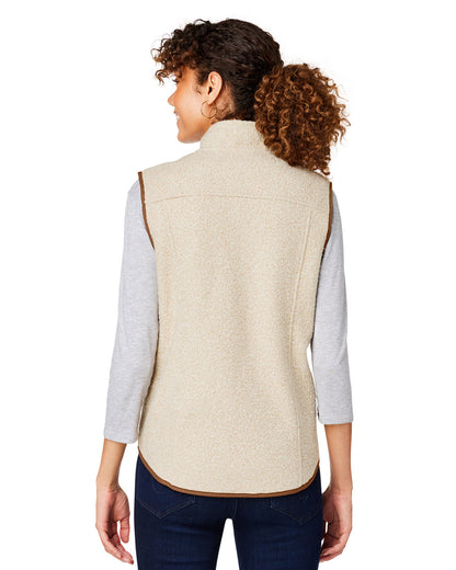 North End Ladies' Aura Sweater Fleece Vest NE714W #color_OATML HTHR / TEAK