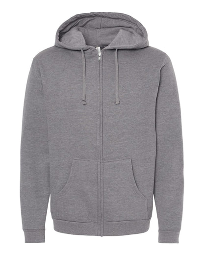 M&O Unisex Zipper Fleece Hoodie 3331 #color_Heather Grey