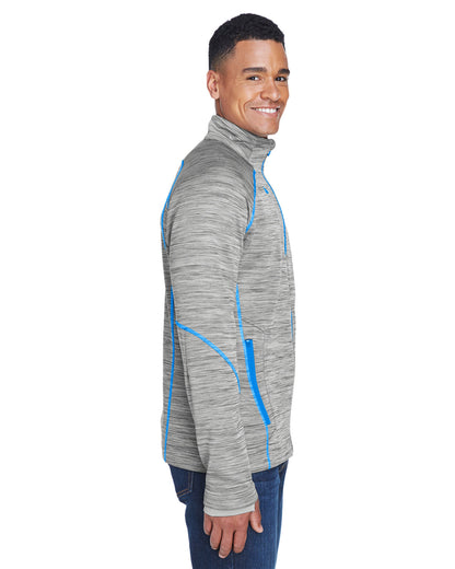 North End Men's Flux Mélange Bonded Fleece Jacket 88697 #color_PLATNM / OLY BLU