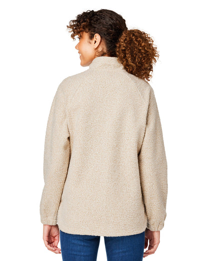 North End Ladies' Aura Sweater Fleece Quarter-Zip NE713W #color_OATML HTHR / TEAK