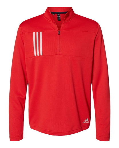 Adidas 3-Stripes Double Knit Quarter-Zip Pullover A482 #color_Team Collegiate Red/ Grey Two