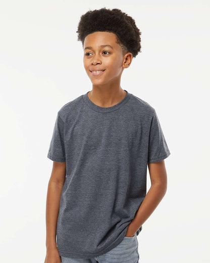 M&O Youth Deluxe Blend T-Shirt 3544 #colormdl_Heather Navy