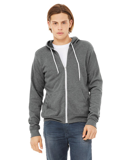 BELLA + CANVAS Unisex Sponge Fleece Full-Zip Hooded Sweatshirt 3739 #color_DEEP HEATHER