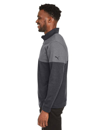 Puma Golf Men's Cloudspun Warm Up Quarter-Zip 595803 #color_PMA BLK / QUT SHD