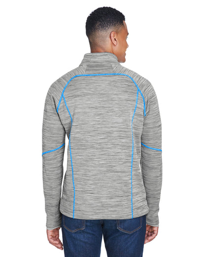 North End Men's Flux Mélange Bonded Fleece Jacket 88697 #color_PLATNM / OLY BLU