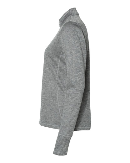 Adidas Women's Brushed Terry Heathered Quarter-Zip Pullover A285 #color_Mid Grey Heather/ Black