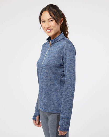 Adidas Women's Brushed Terry Heathered Quarter-Zip Pullover A285 #colormdl_Collegiate Royal Heather/ Mid Grey