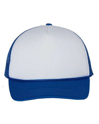 Valucap Foam Mesh-Back Trucker Cap VC700 #color_White/ Royal